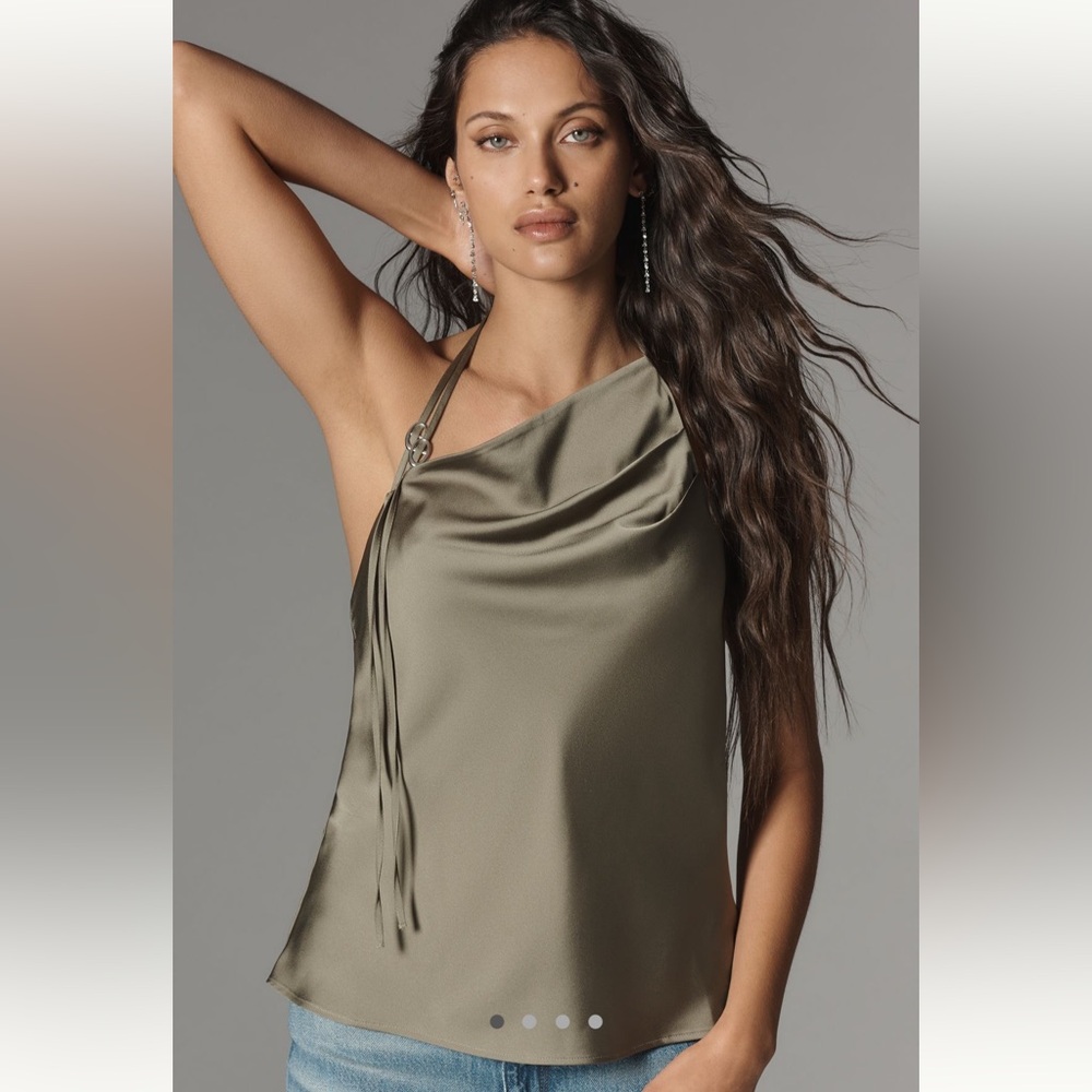 Anthropologie Asymmetric Halter Top | Dark Green | Small | NWT